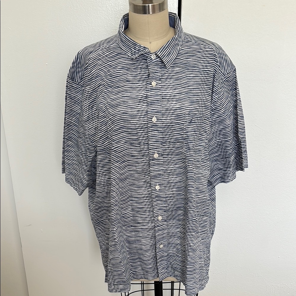 Nautica Striped Blue Men's Shirt Size XXL